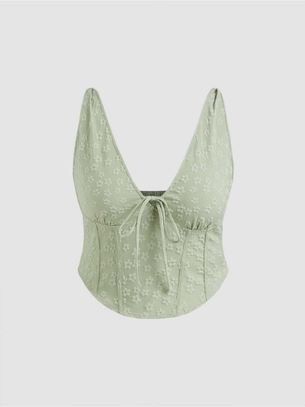 Cider Light Sage Floral Tie-Front Corset Tank